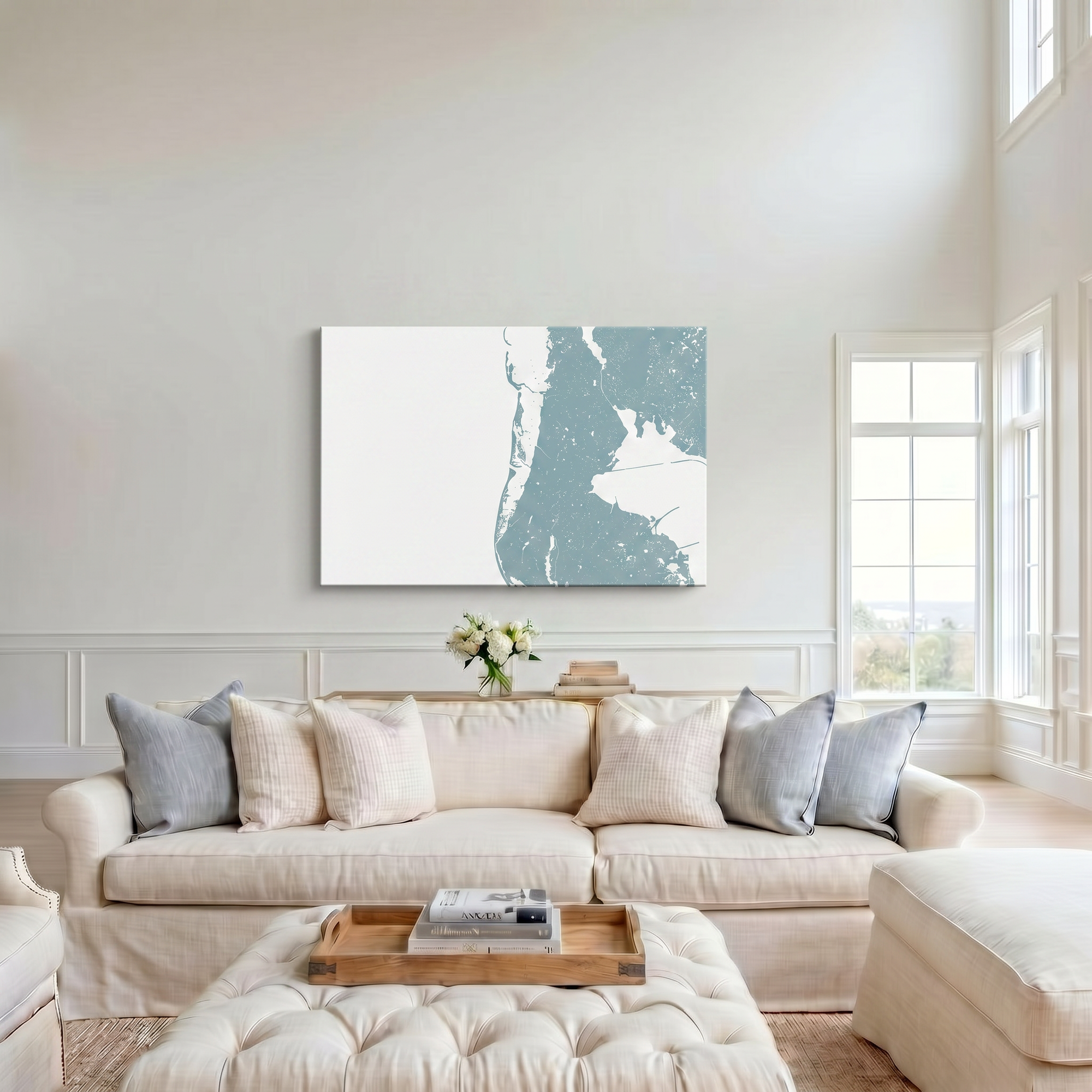 Clearwater Beach canvas map art in cathedral setting