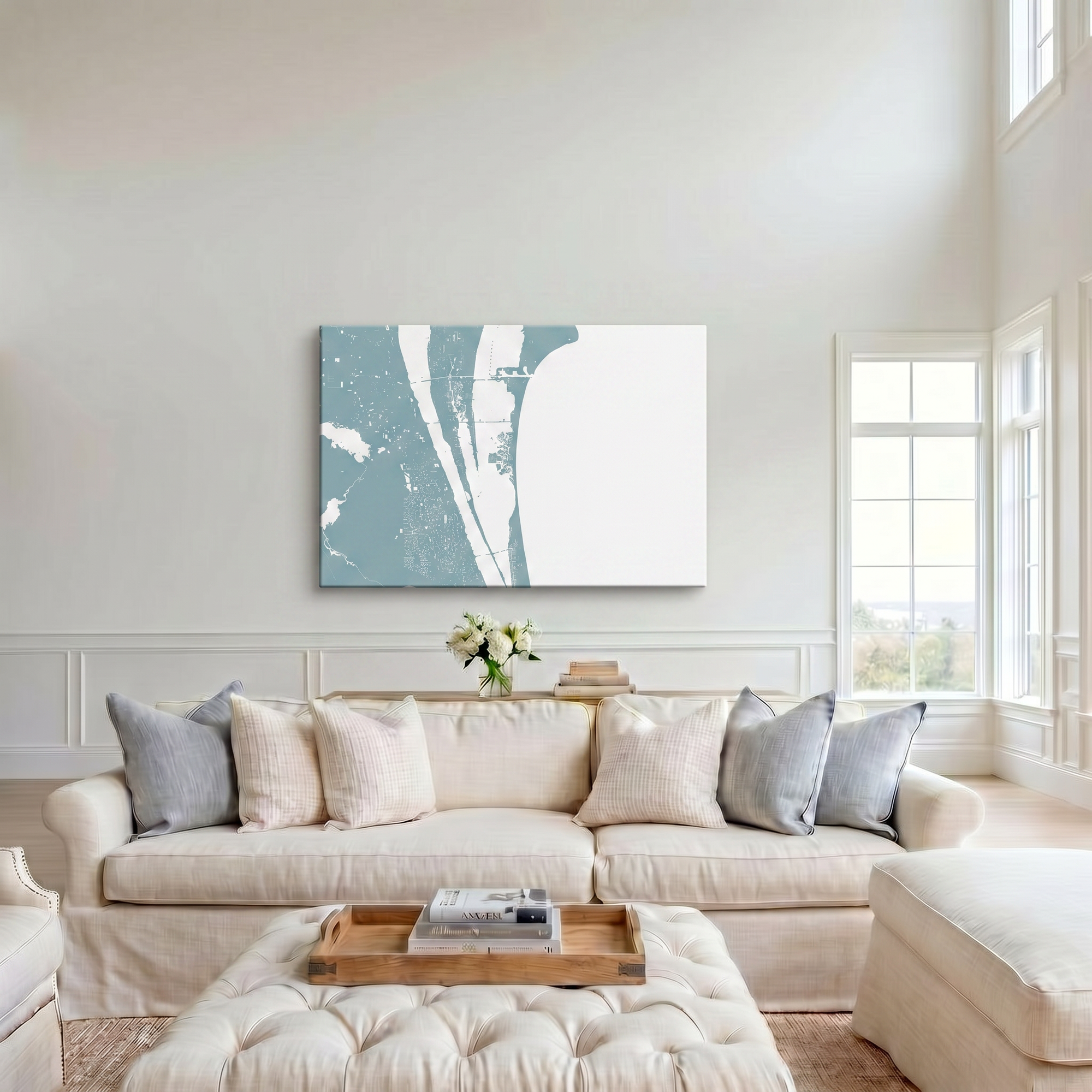 Cocoa Beach canvas map art in cathedral setting