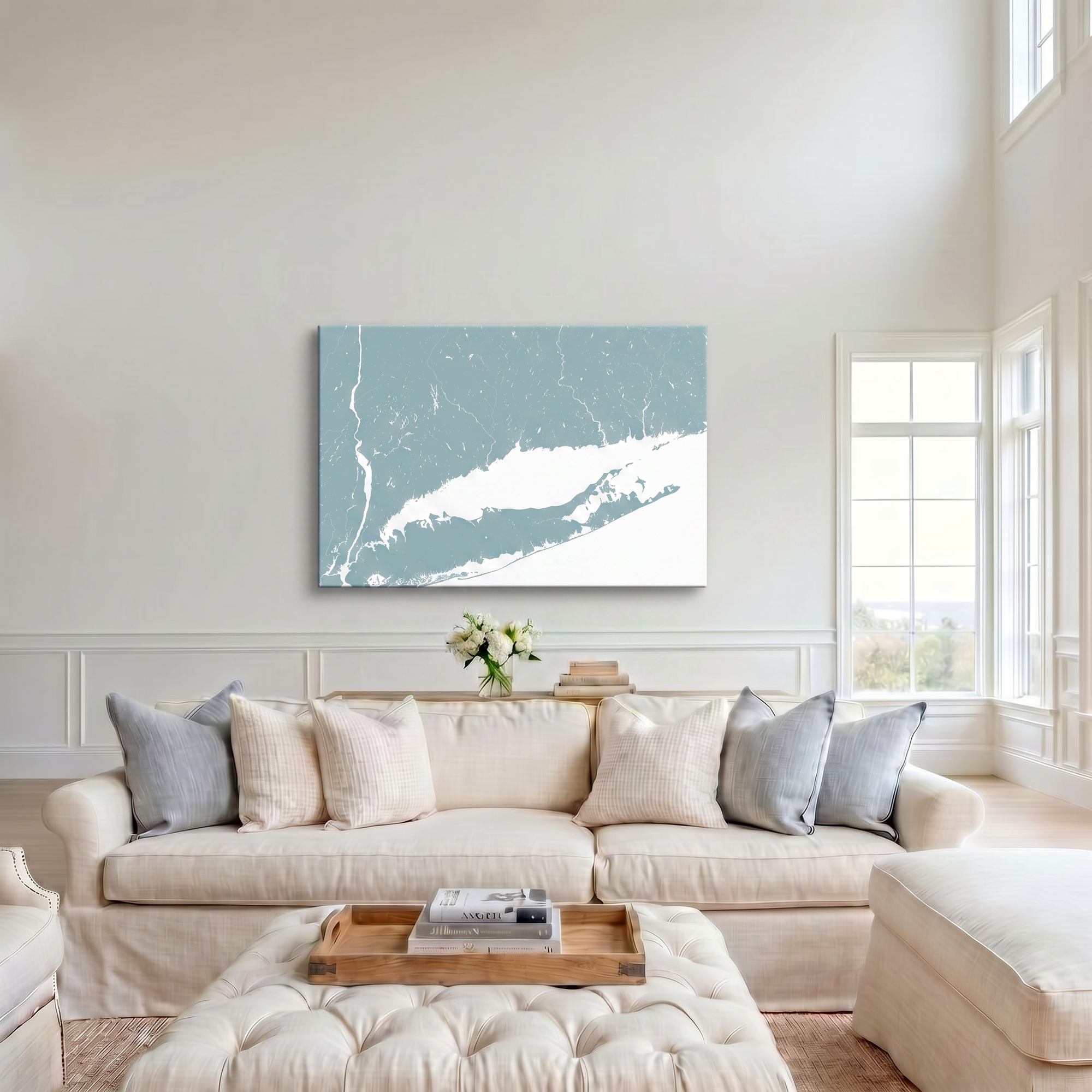 Connecticut Coast canvas map art in cathedral setting