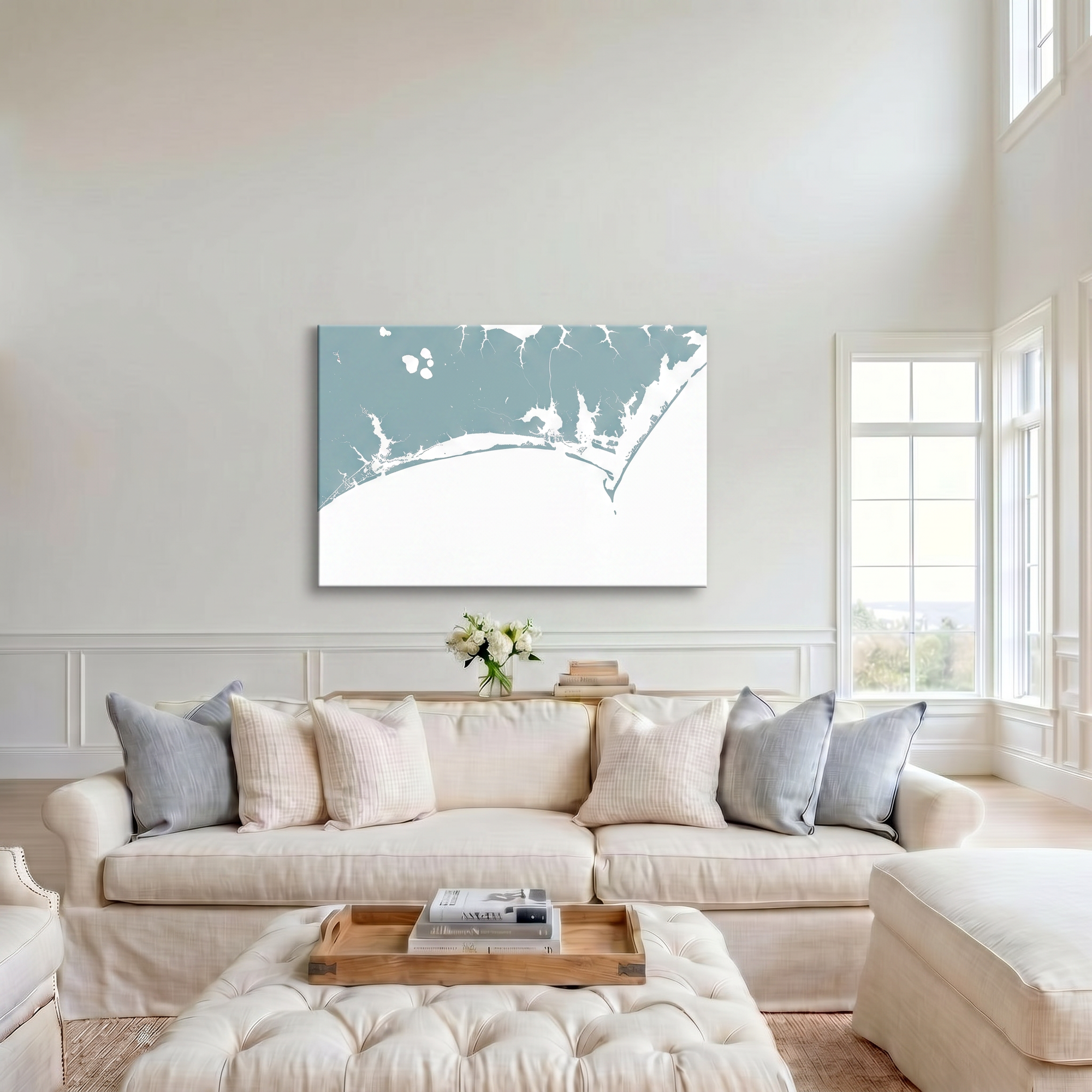 Crystal Coast/Emerald Isle canvas map art in cathedral setting