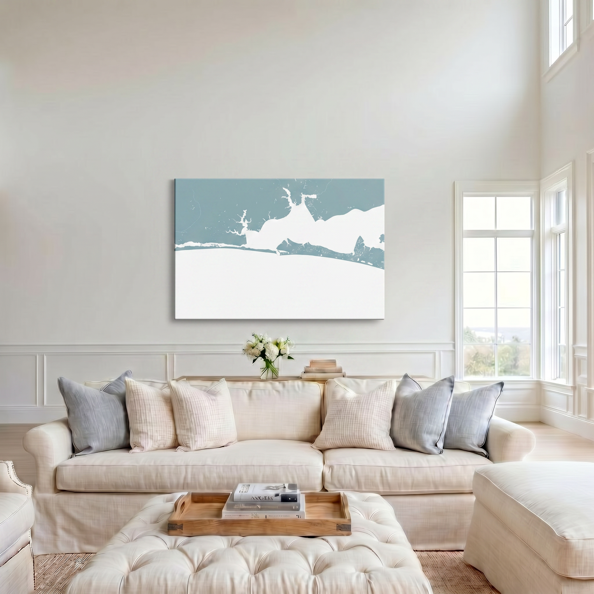 Destin canvas map art in cathedral setting