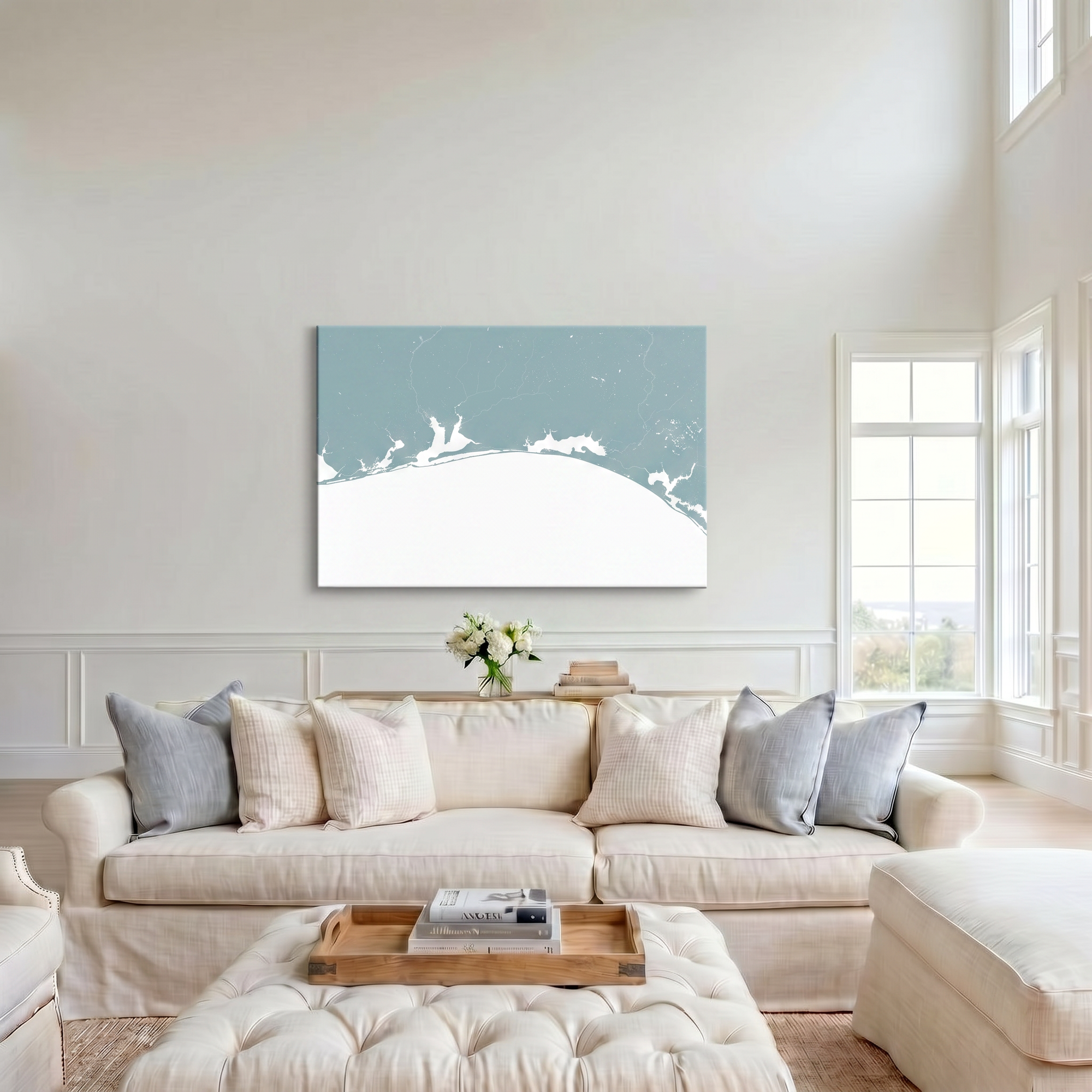 Emerald Coast canvas map art in cathedral setting
