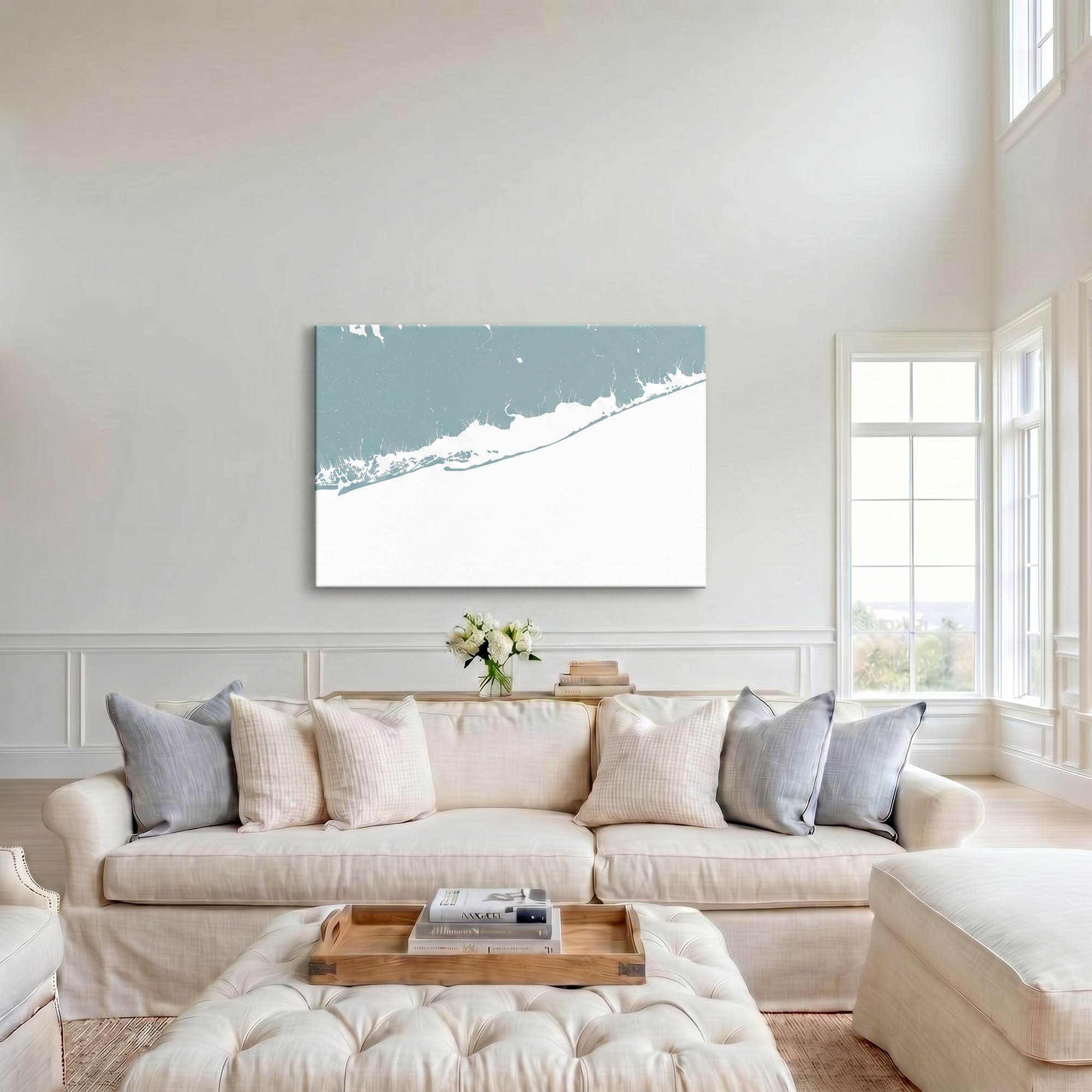 Fire Island canvas map art in cathedral setting