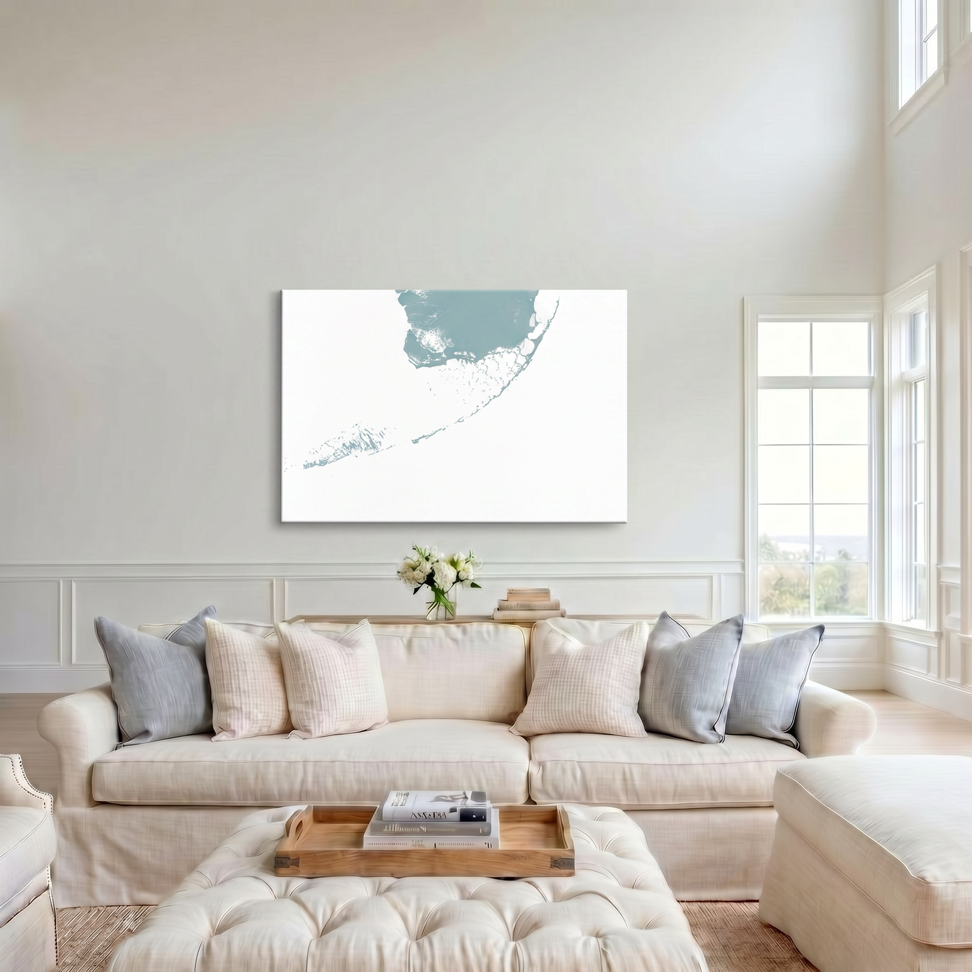 Florida Keys canvas map art in cathedral setting