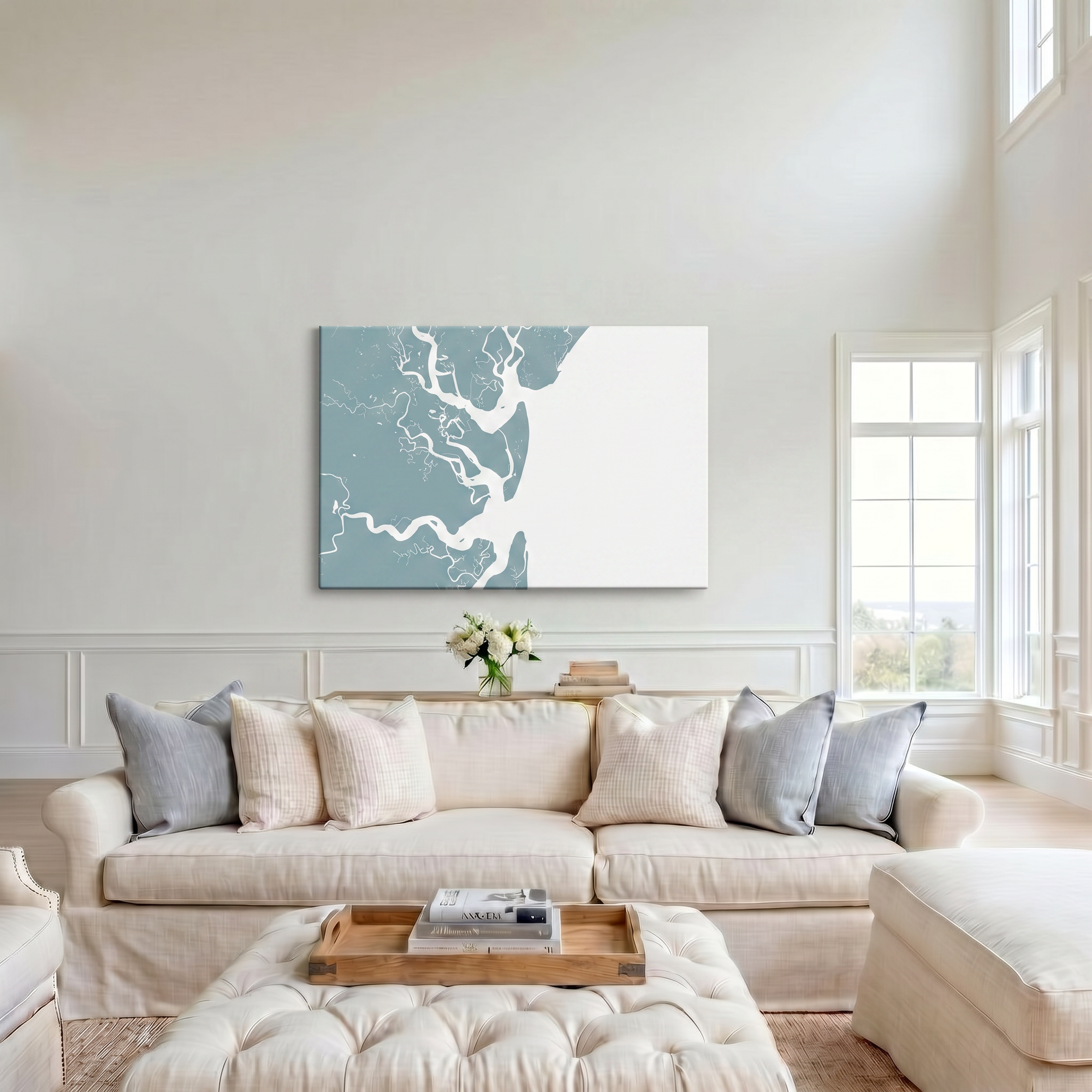 Jekyll Island canvas map art in cathedral setting
