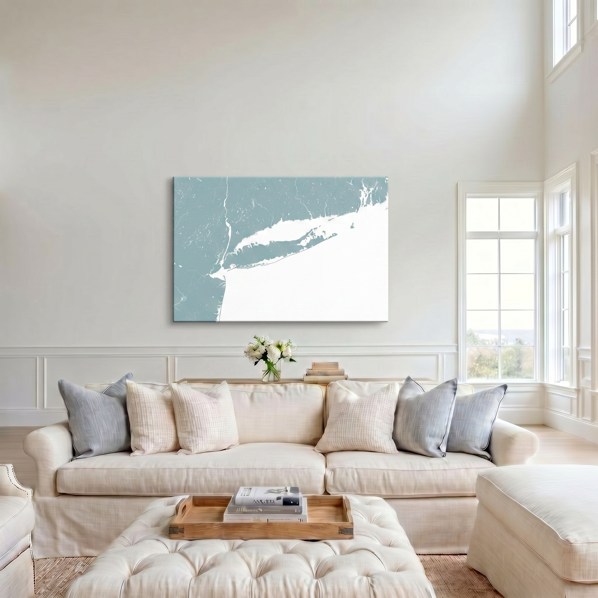 Long Island canvas map art in cathedral setting