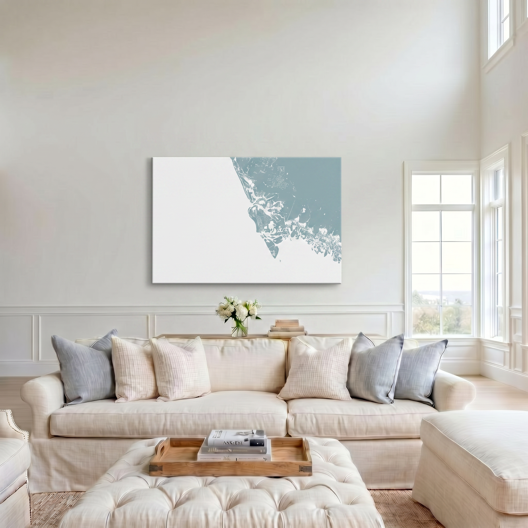 Marco Island canvas map art in cathedral setting