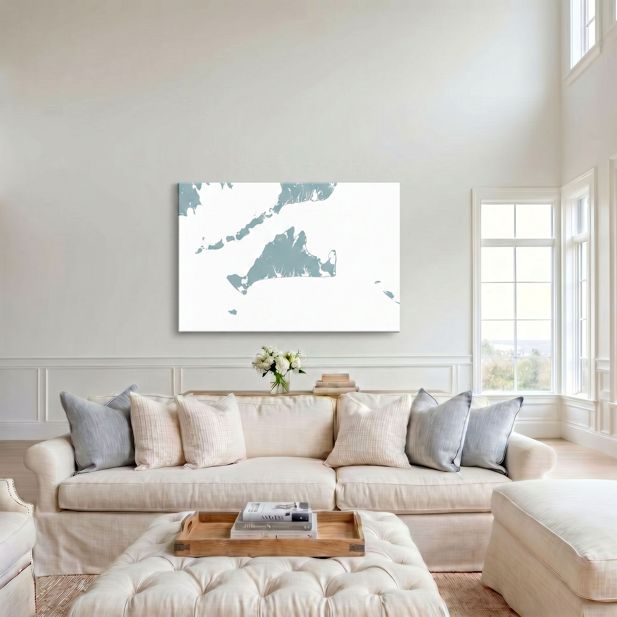 Martha's Vineyard canvas map art in cathedral setting