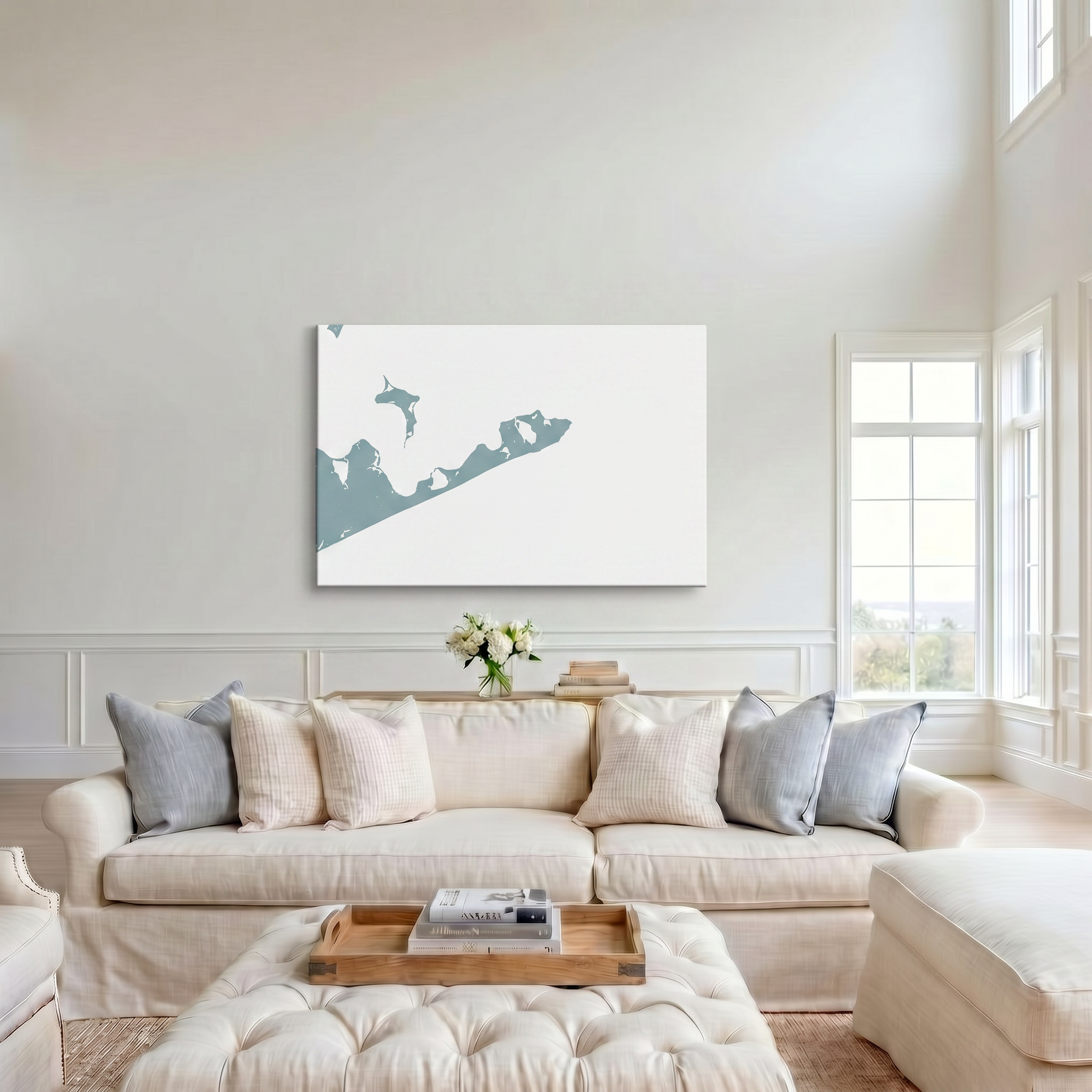 Montauk canvas map art in cathedral setting