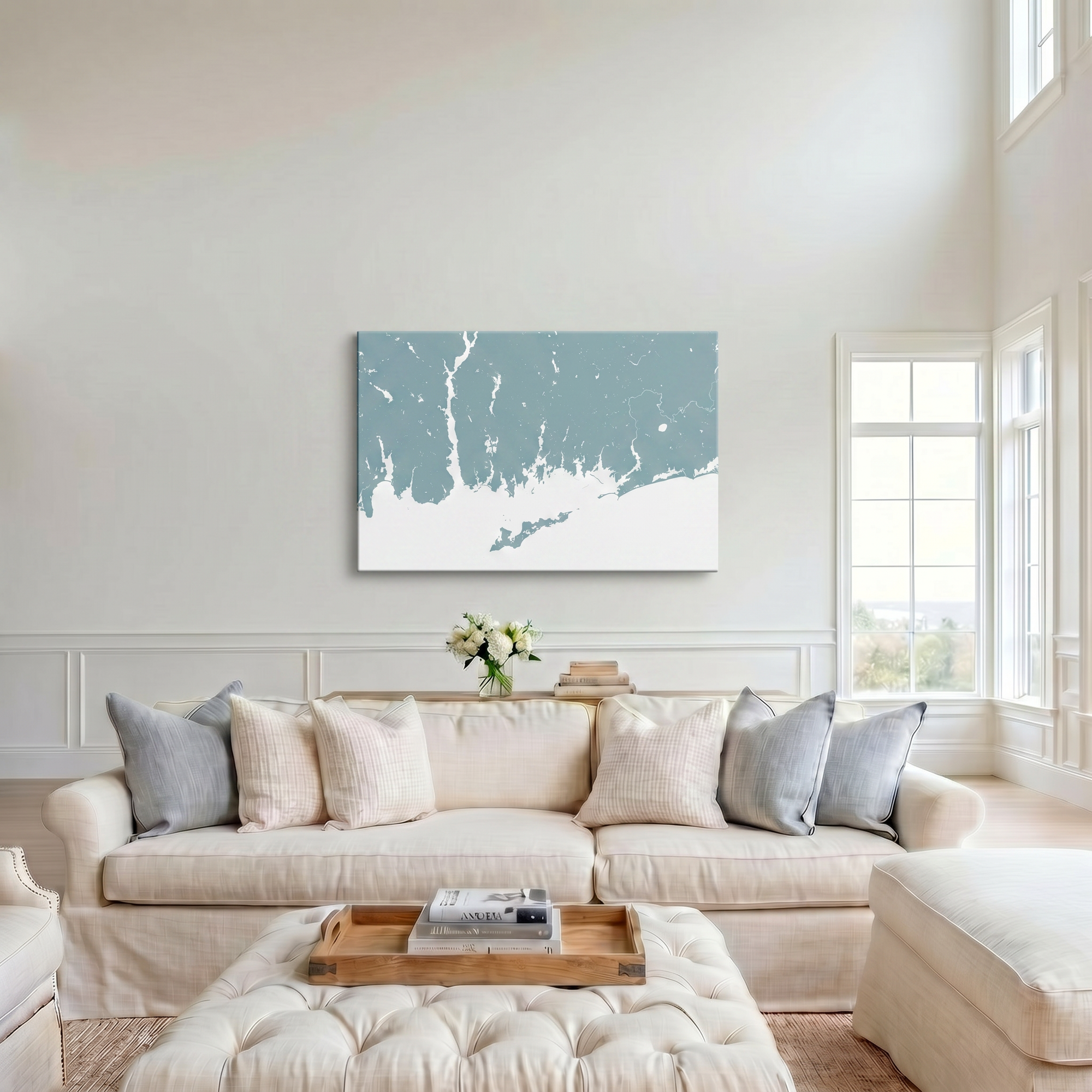 Mystic canvas map art in cathedral setting