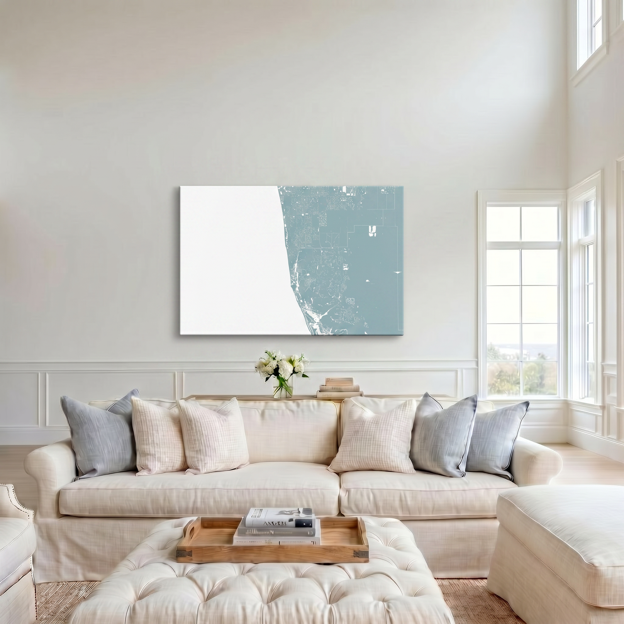 Naples canvas map art in cathedral setting