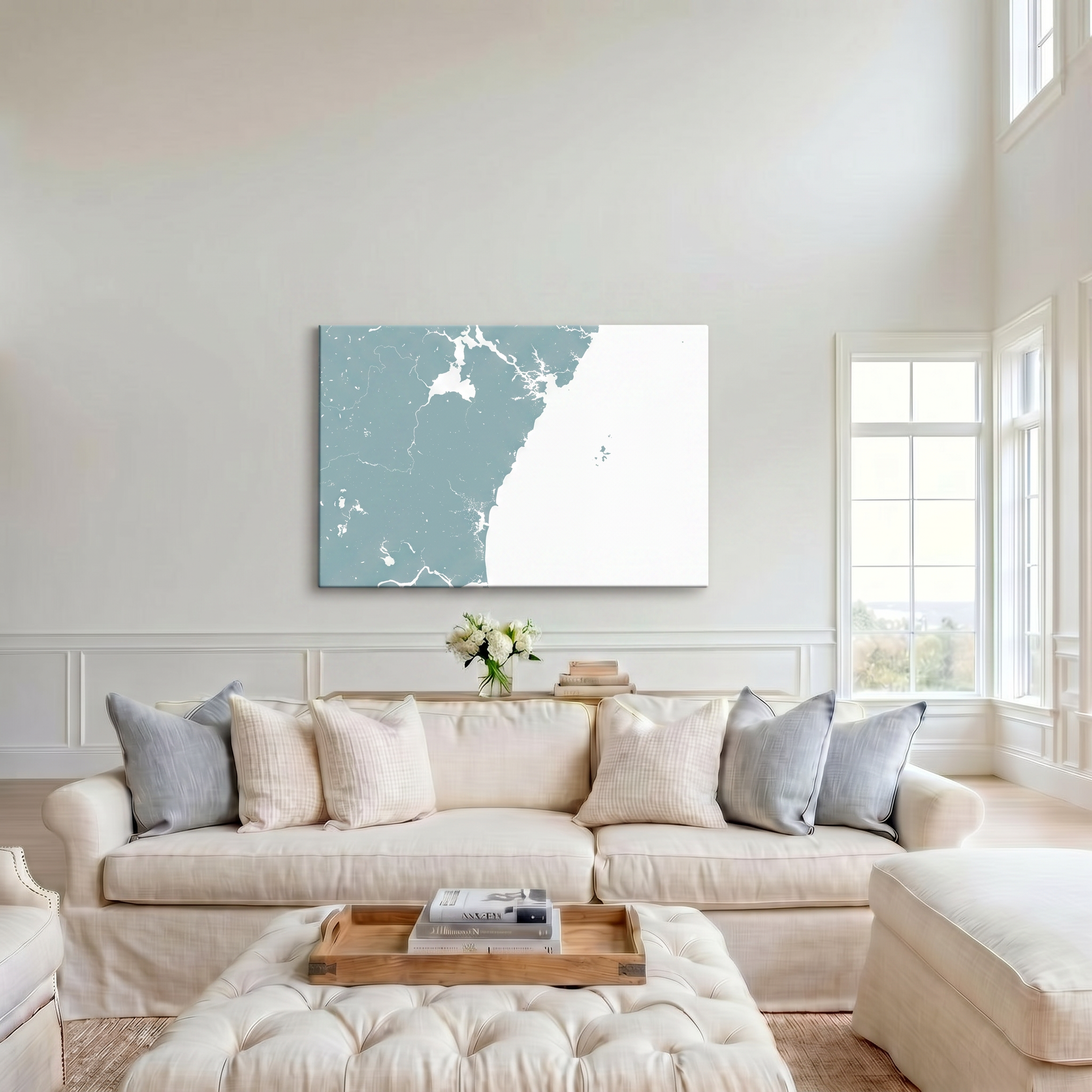 New Hampshire Coast canvas map art in cathedral setting