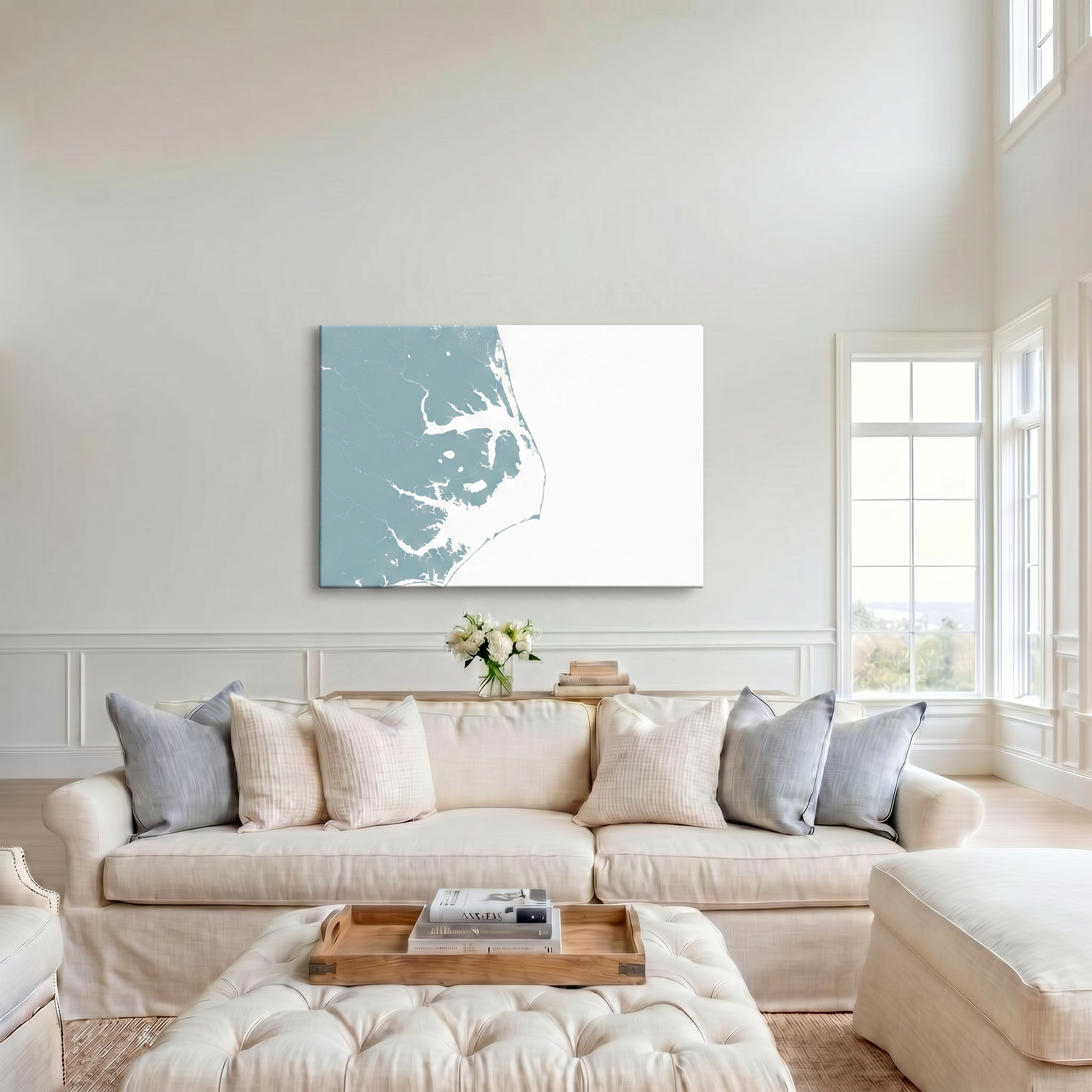 Outer Banks canvas map art in cathedral setting
