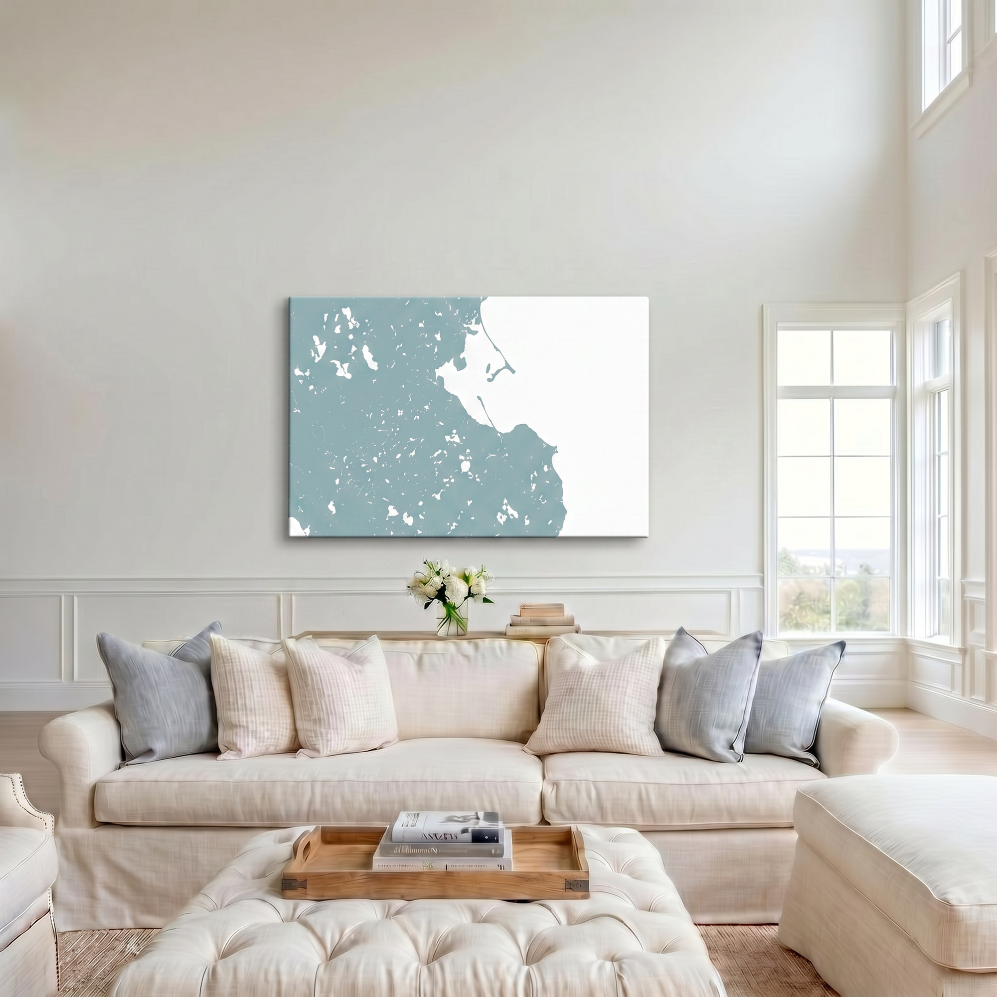 Plymouth canvas map art in cathedral setting