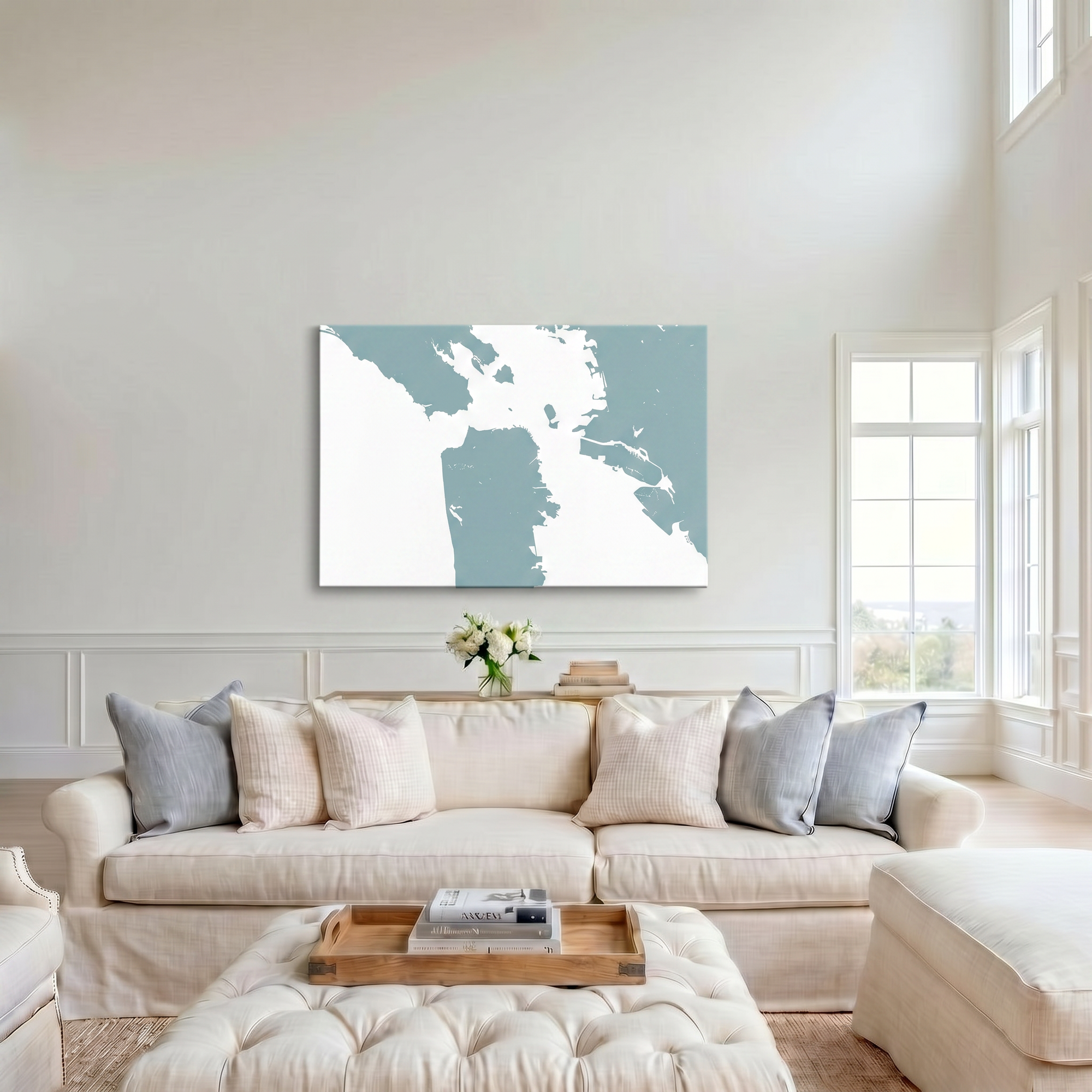 San Francisco canvas map art in cathedral setting