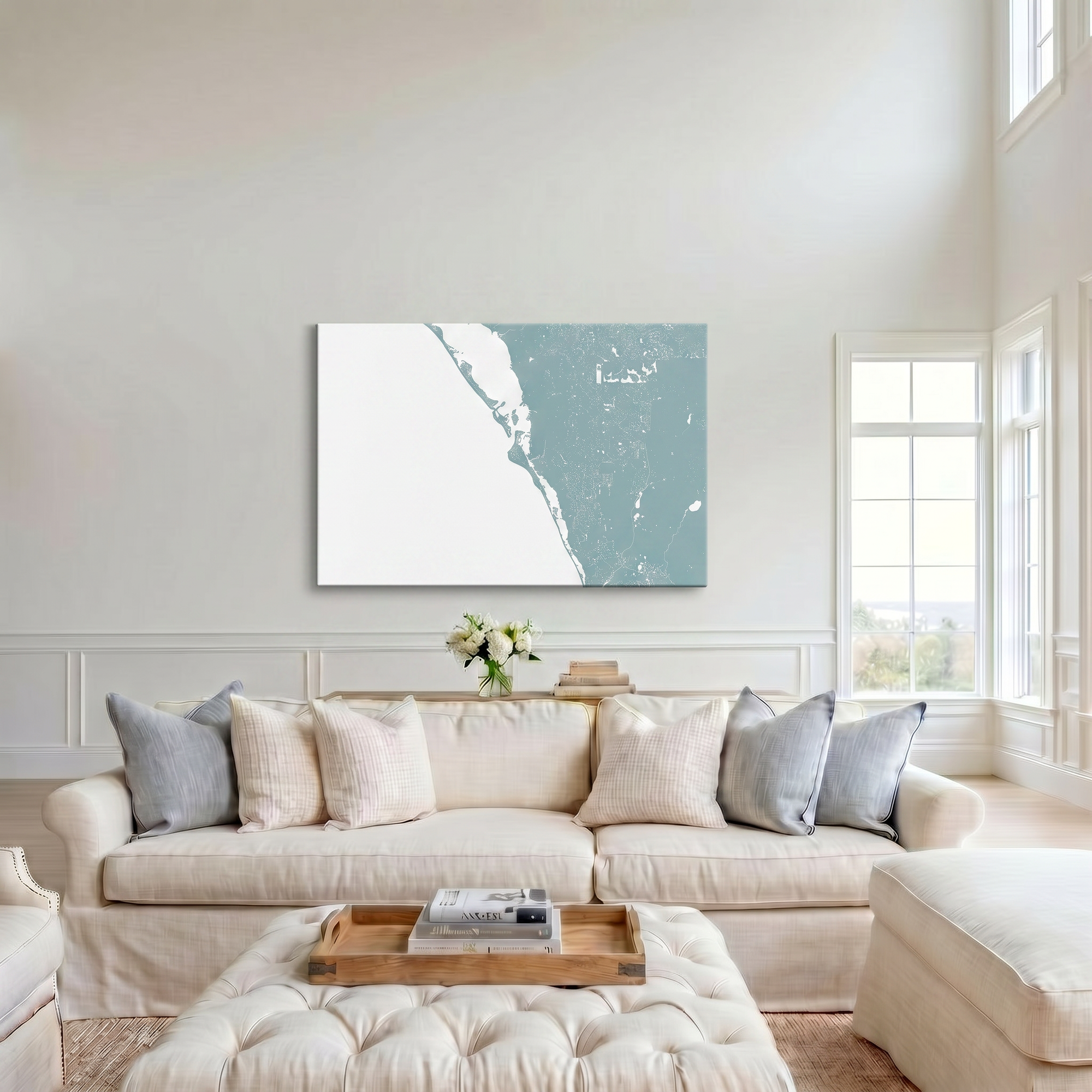 Siesta Key canvas map art in cathedral setting