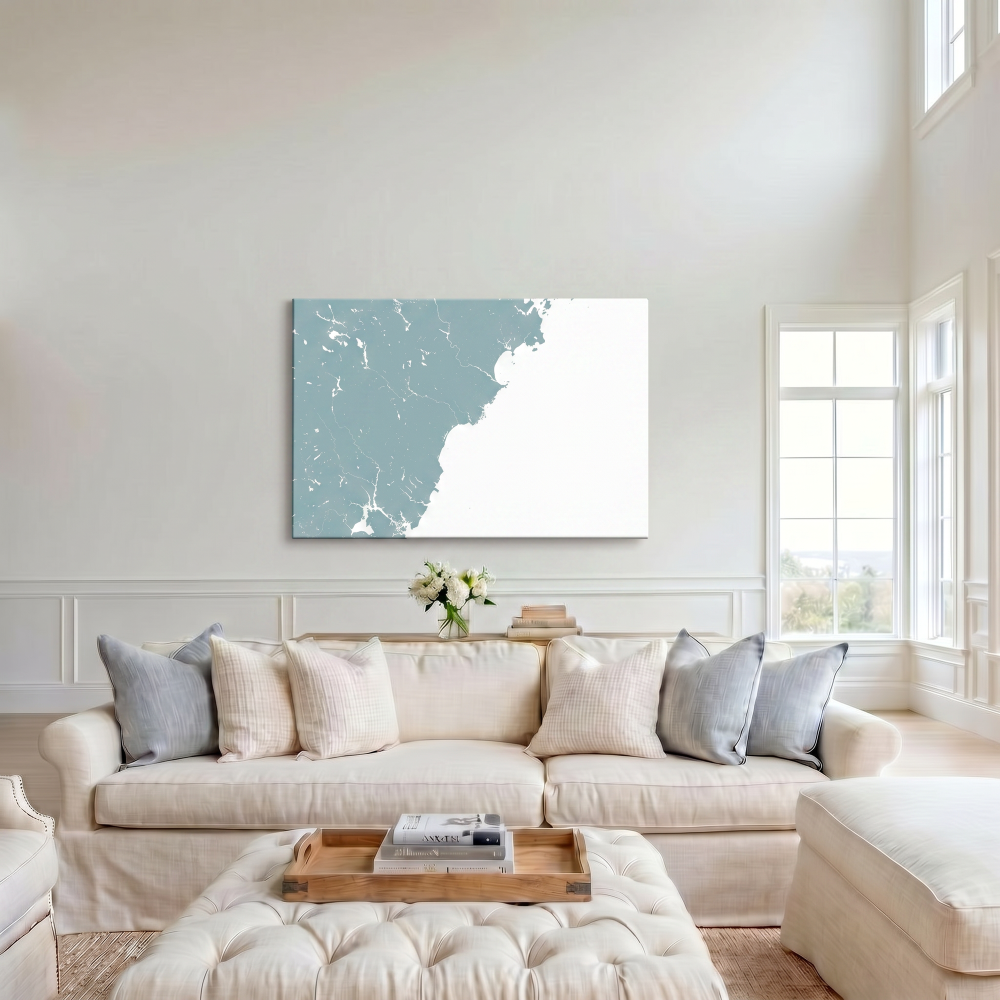 Southern Maine Coast canvas map art in cathedral setting