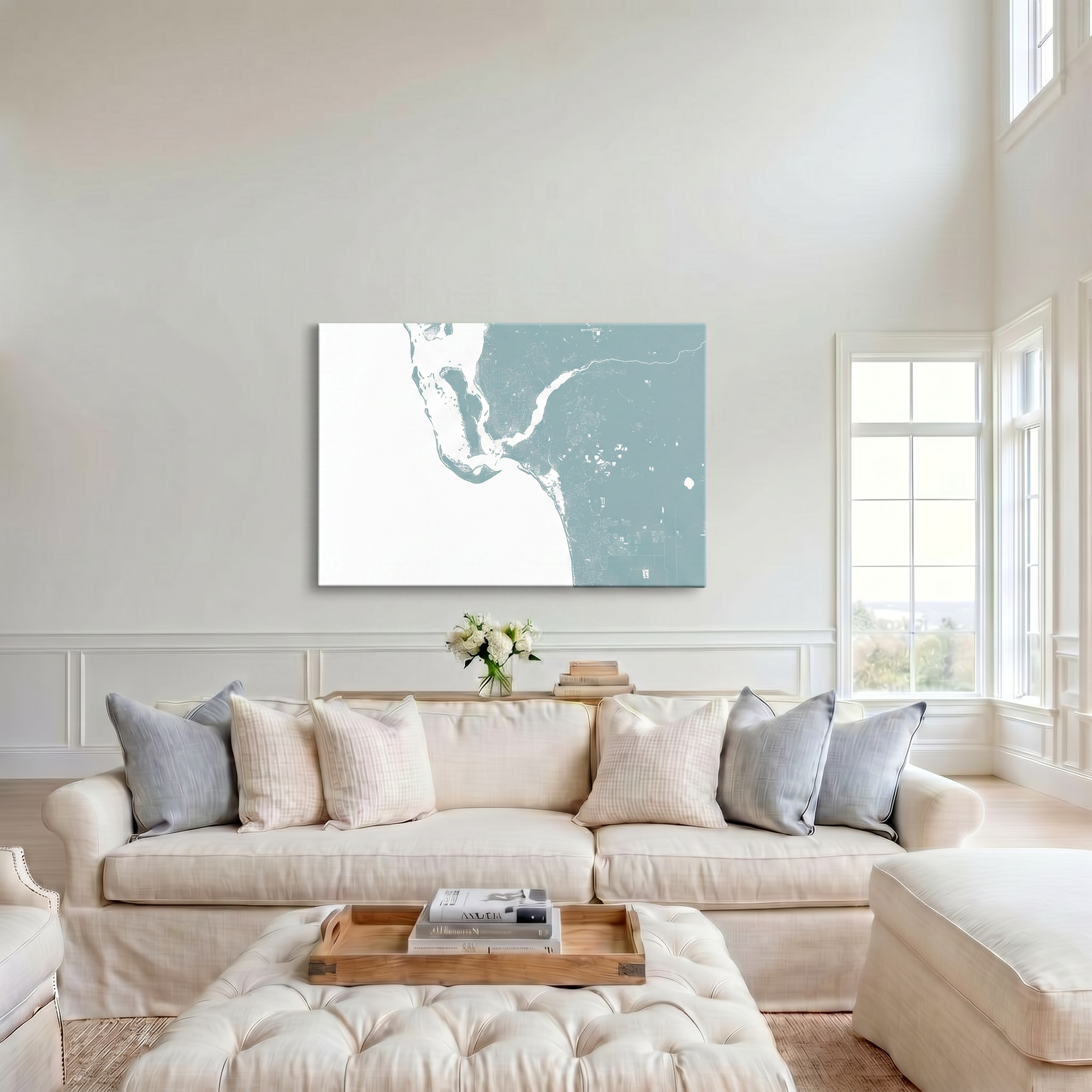 Southwest Florida canvas map art in cathedral setting