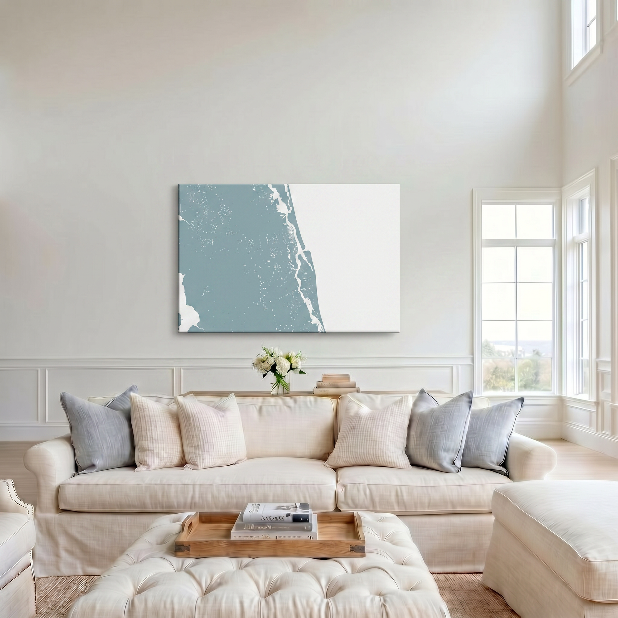 St. Augustine canvas map art in cathedral setting