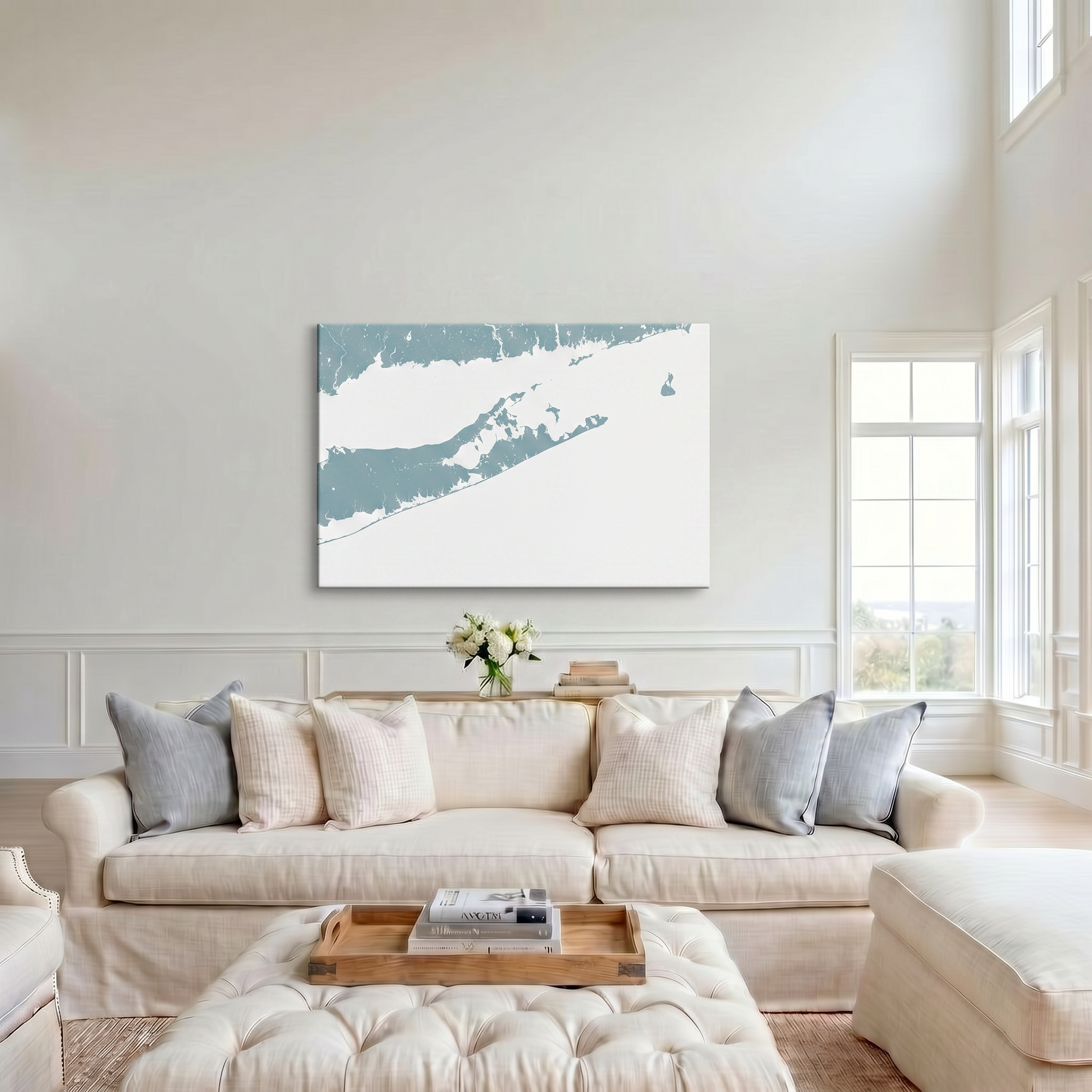 The Hamptons canvas map art in cathedral setting