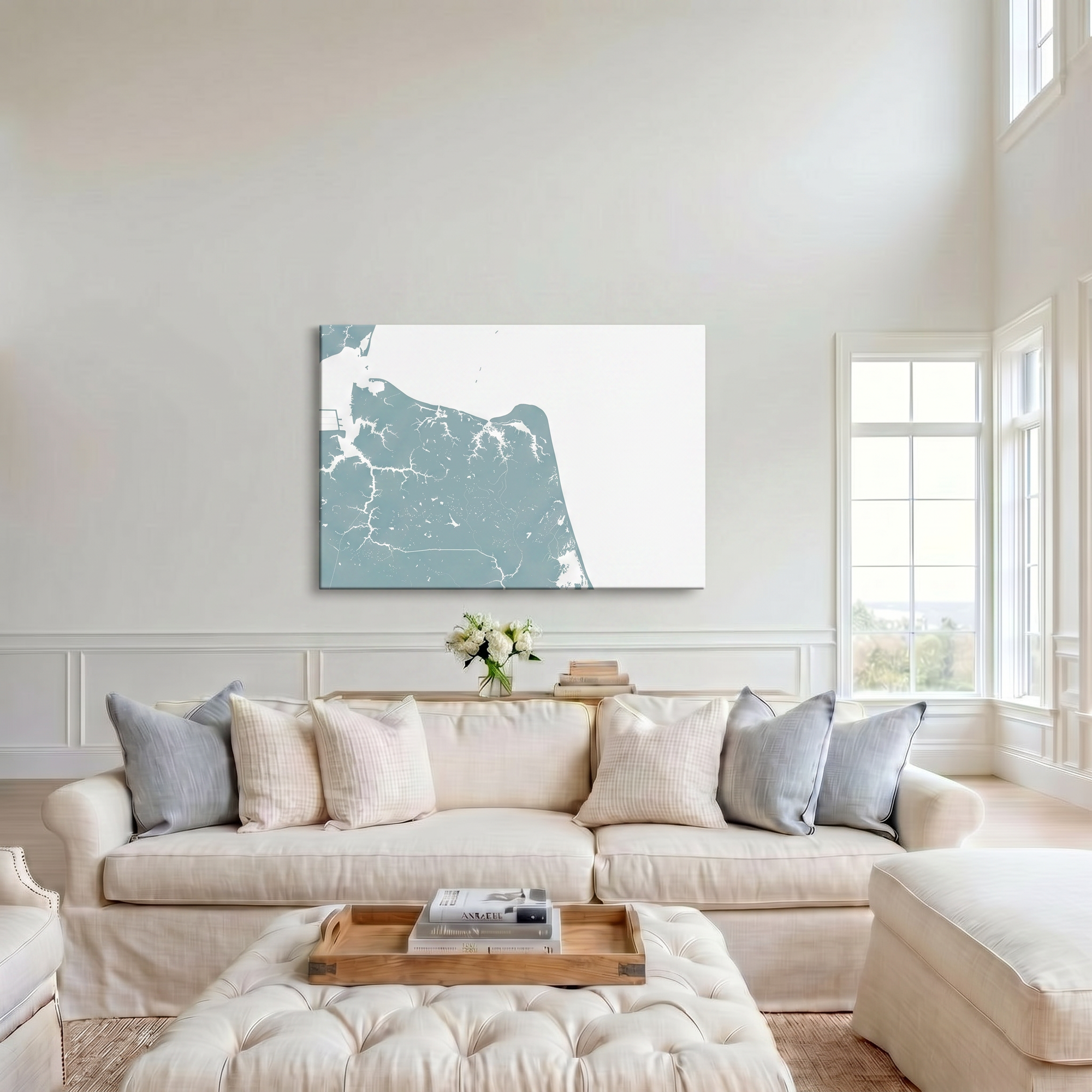 Virginia Beach canvas map art in cathedral setting