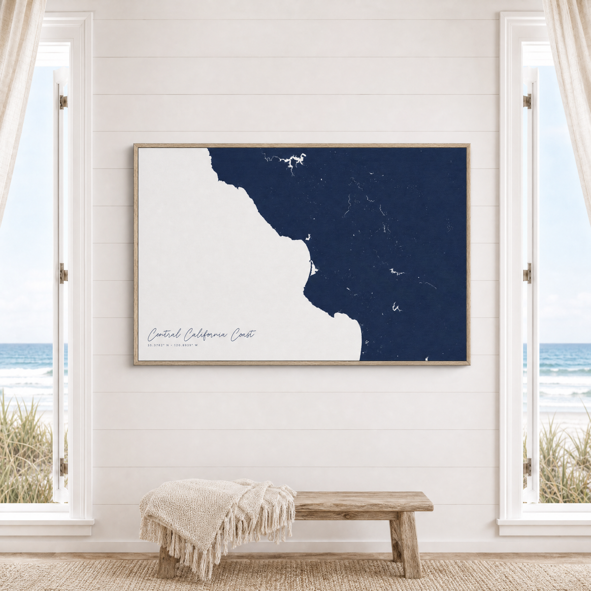 Central California Coast canvas map — window-scene interior