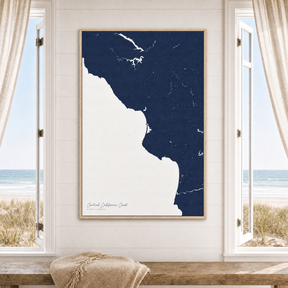 Central California Coast canvas map — window-scene interior