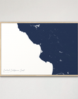Central California Coast Coastal Map — Canvas Horizontal, navy, Natural Oak
