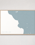Central California Coast Coastal Map — Canvas Horizontal — soft-blue, Light Wood