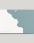 Central California Coast Coastal Map — Canvas Horizontal, soft-blue, No Frame