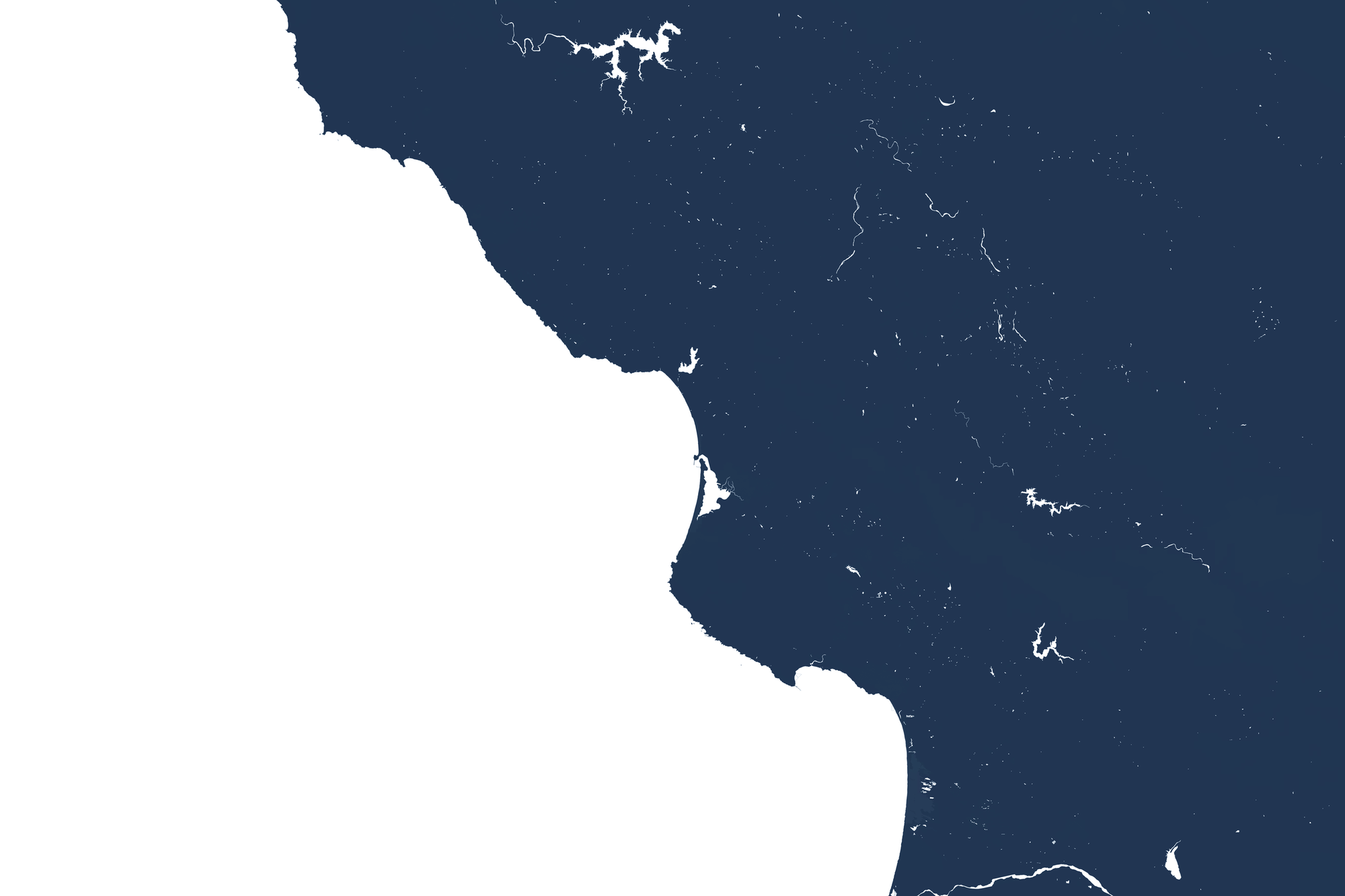 Central California Coast Coastal Map — Fine Art Print Horizontal, navy, No Frame, 10x8