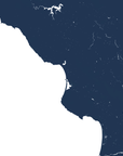Central California Coast Coastal Map — Fine Art Print Horizontal, navy, No Frame, 10x8