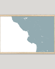 Central California Coast Coastal Map — Fine Art Print Horizontal, soft-blue, Oak, 10x8