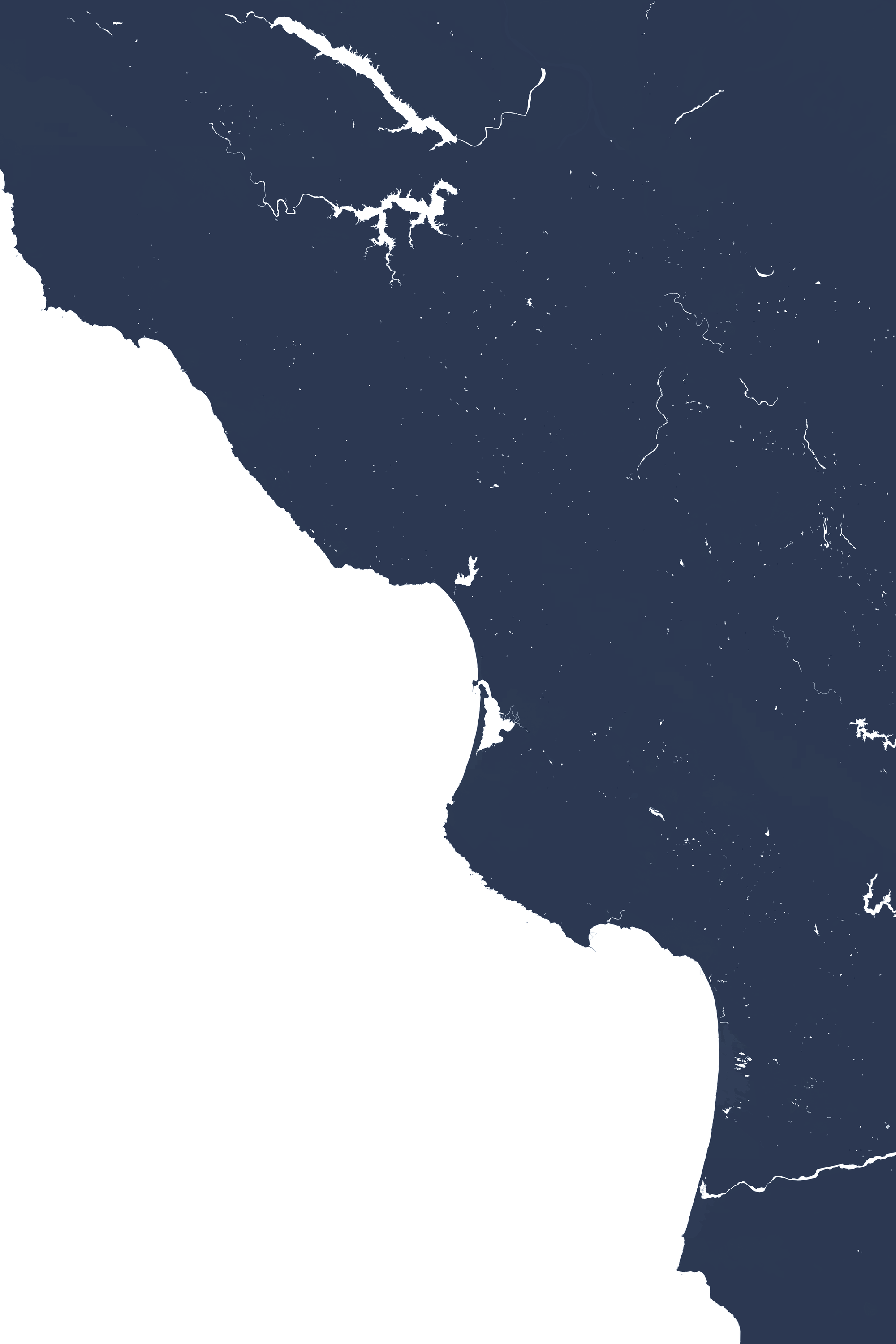 Central California Coast Coastal Map — Fine Art Print Vertical, navy, No Frame, 8x10