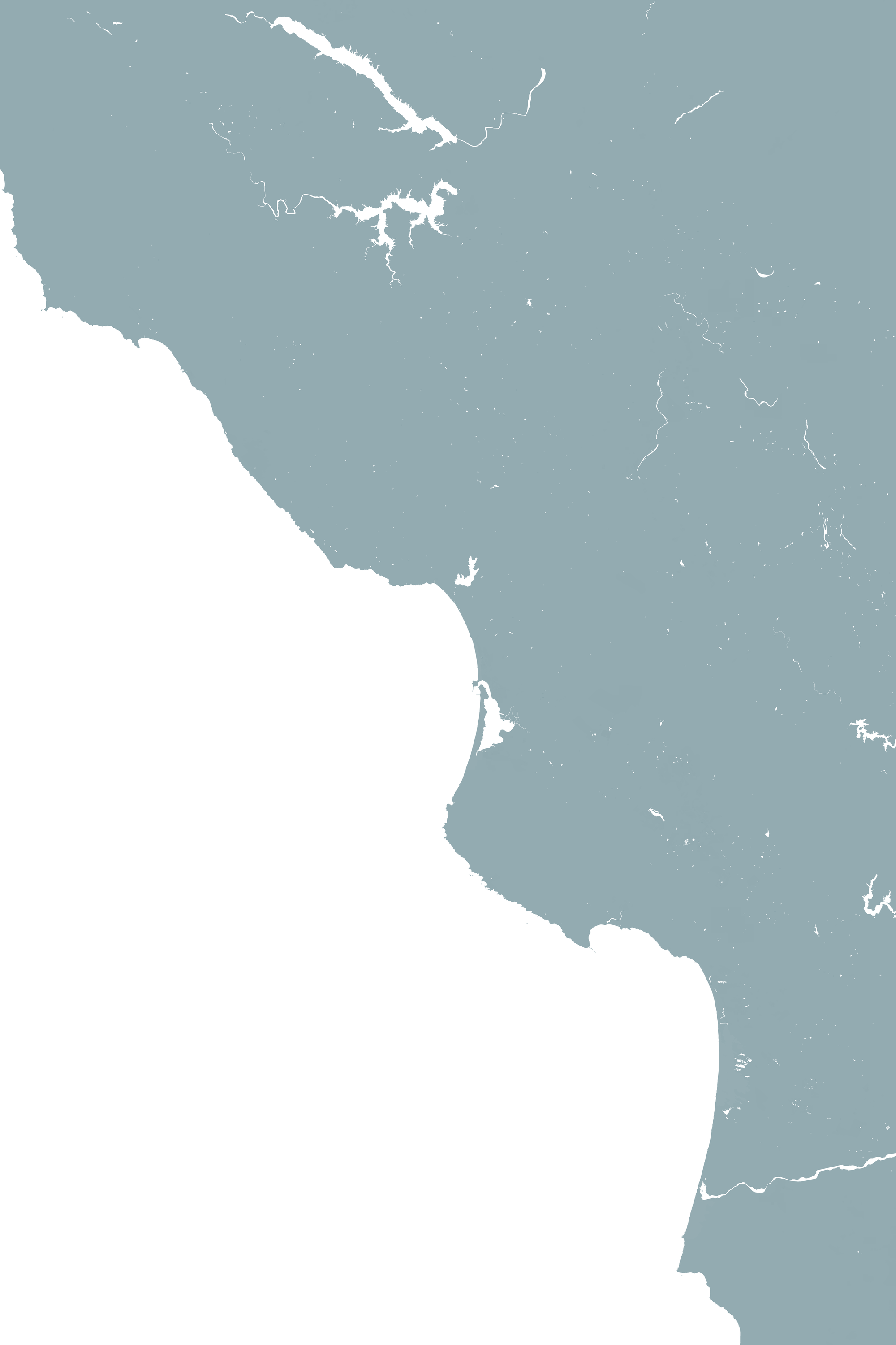 Central California Coast Coastal Map — Fine Art Print Vertical, soft-blue, No Frame, 8x10