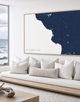 Central California Coast canvas map — sea-view bench interior