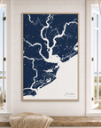 Charleston canvas map — window-scene interior