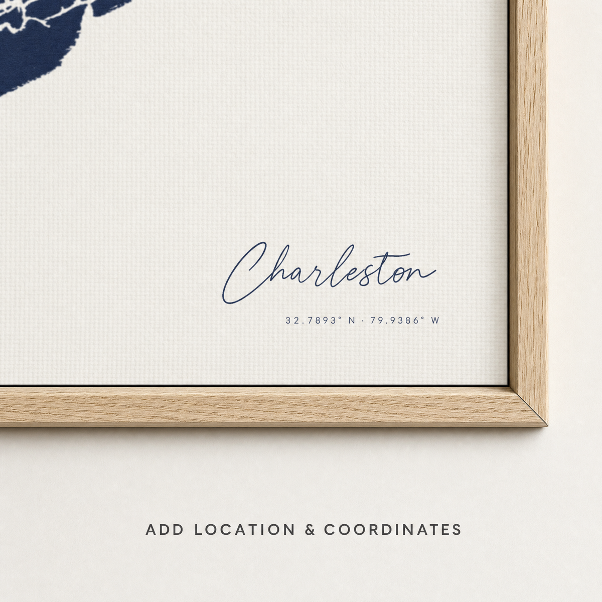 Charleston canvas map — location and coordinates customization