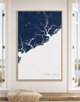Charleston / Lowcountry canvas map — window-scene interior