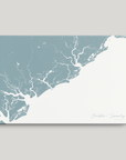 Charleston / Lowcountry Coastal Map — Canvas Horizontal, soft-blue, No Frame