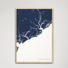 Charleston / Lowcountry Coastal Map — Canvas Vertical, navy, Natural Oak
