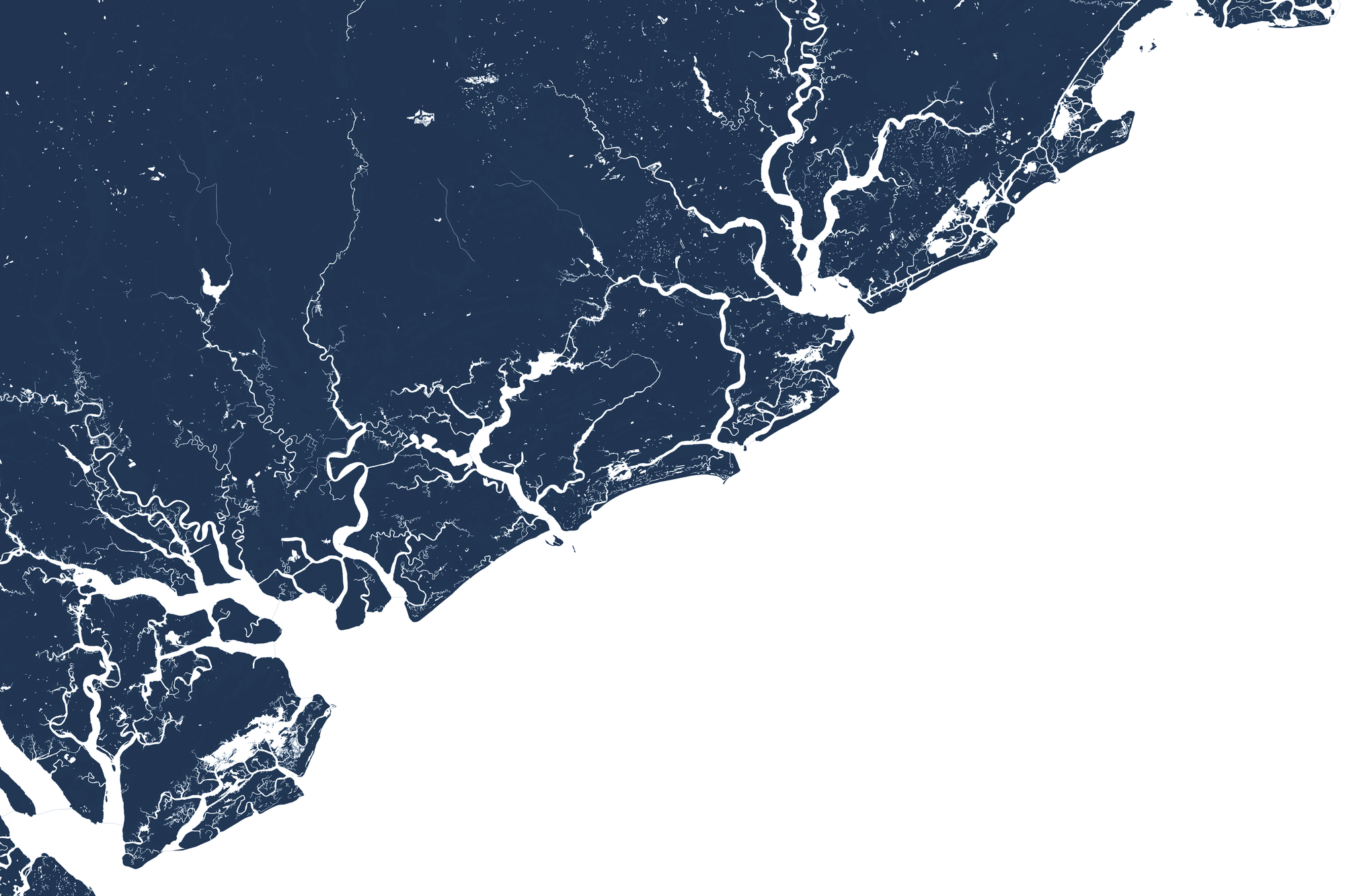 Charleston / Lowcountry Coastal Map — Fine Art Print Horizontal, navy, No Frame, 10x8