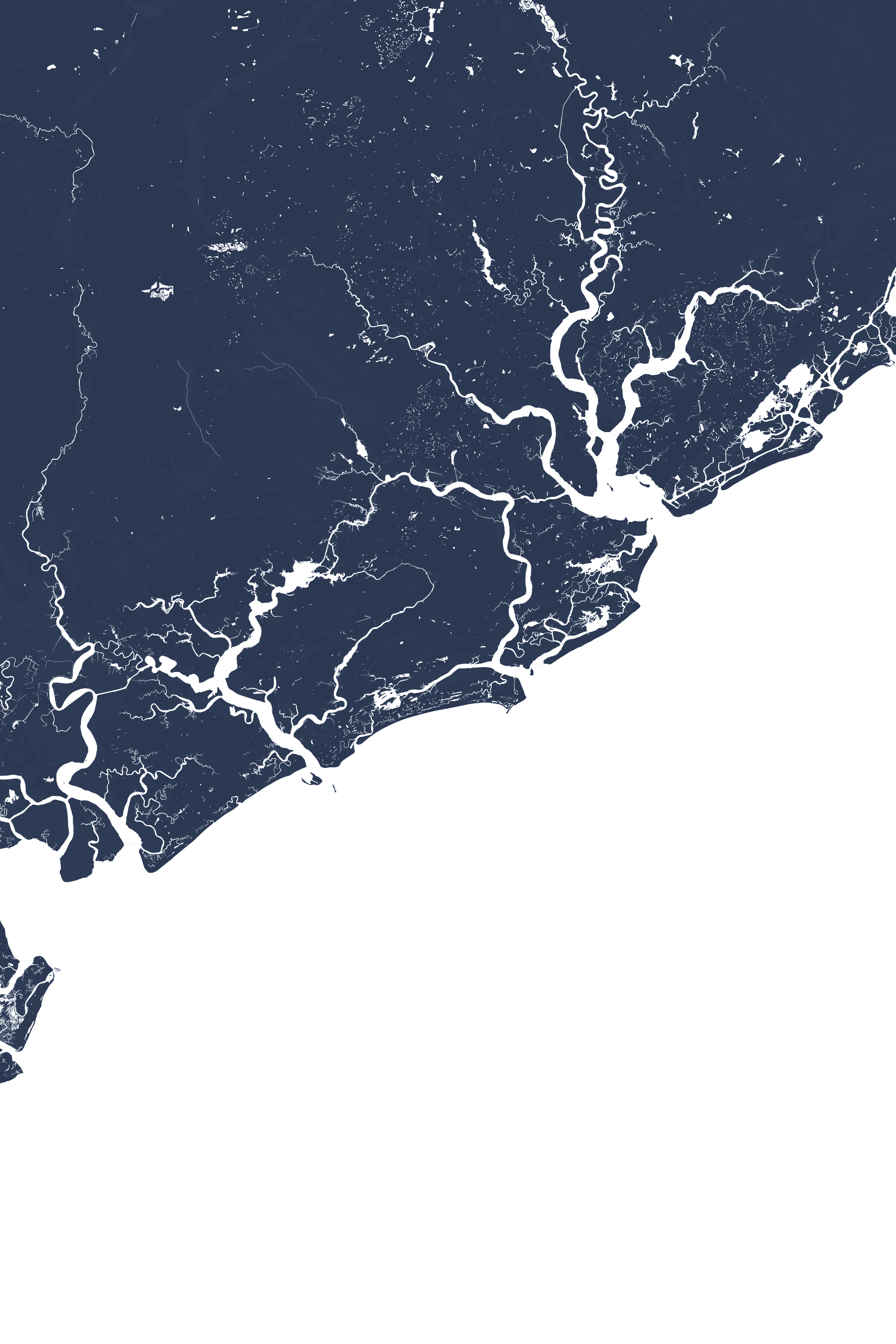 Charleston / Lowcountry Coastal Map — Fine Art Print Vertical, navy, No Frame, 8x10