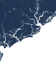 Charleston / Lowcountry Coastal Map — Fine Art Print Vertical, navy, No Frame, 8x10