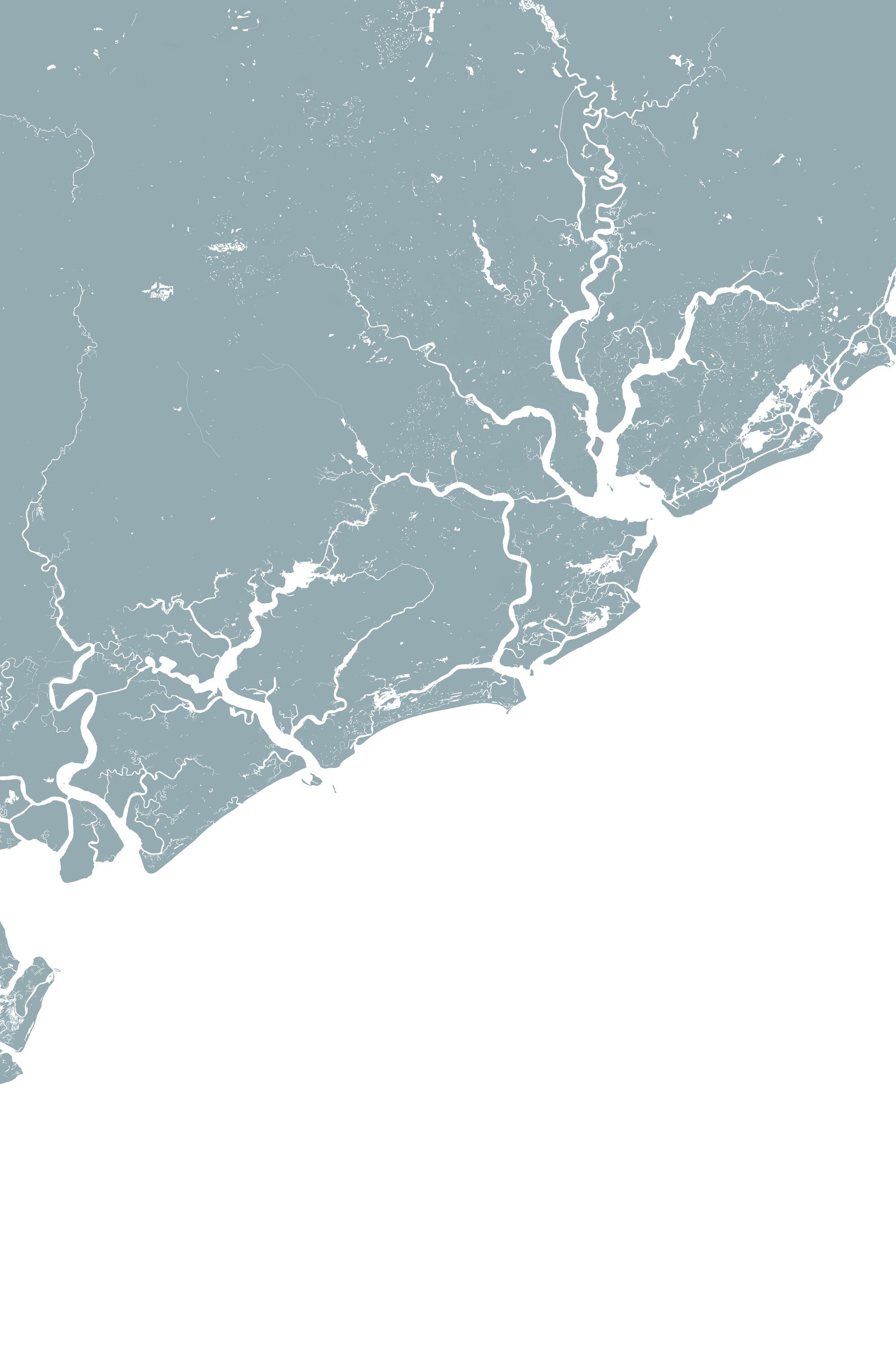 Charleston / Lowcountry Coastal Map — Fine Art Print Vertical, soft-blue, No Frame, 8x10