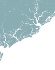 Charleston / Lowcountry Coastal Map — Fine Art Print Vertical, soft-blue, No Frame, 8x10