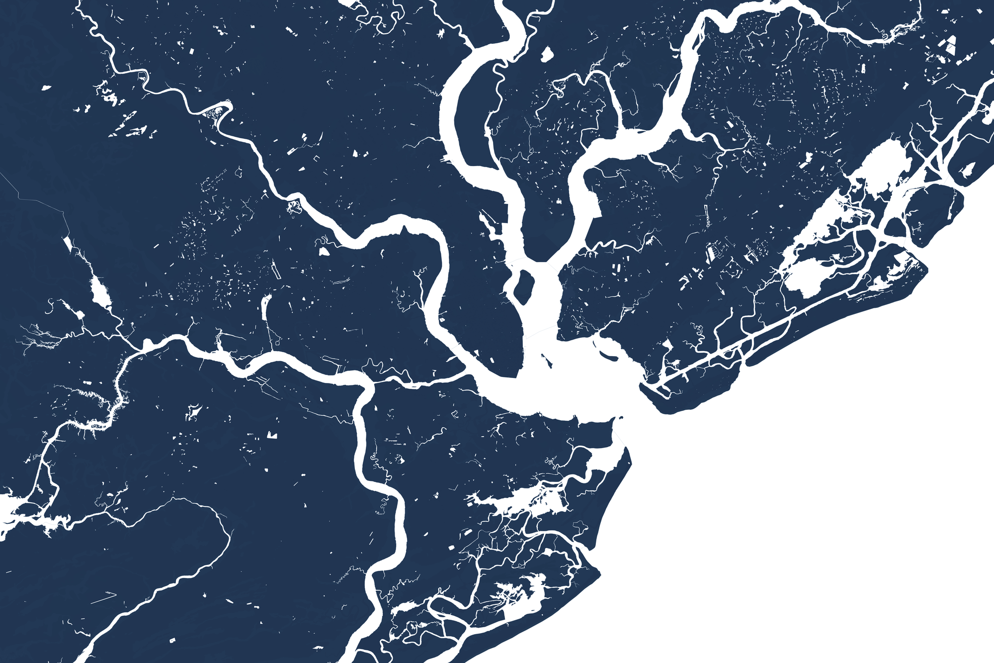Charleston Coastal Map — Fine Art Print Horizontal, navy, No Frame, 10x8