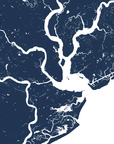 Charleston Coastal Map — Fine Art Print Horizontal, navy, No Frame, 10x8