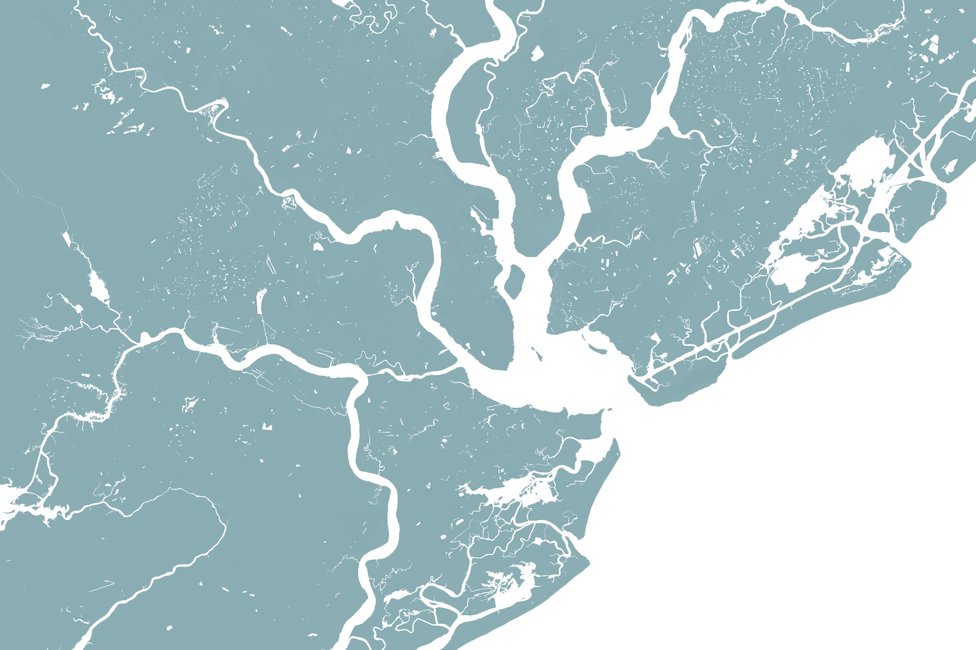 Charleston Coastal Map — Fine Art Print Horizontal, soft-blue, No Frame, 10x8