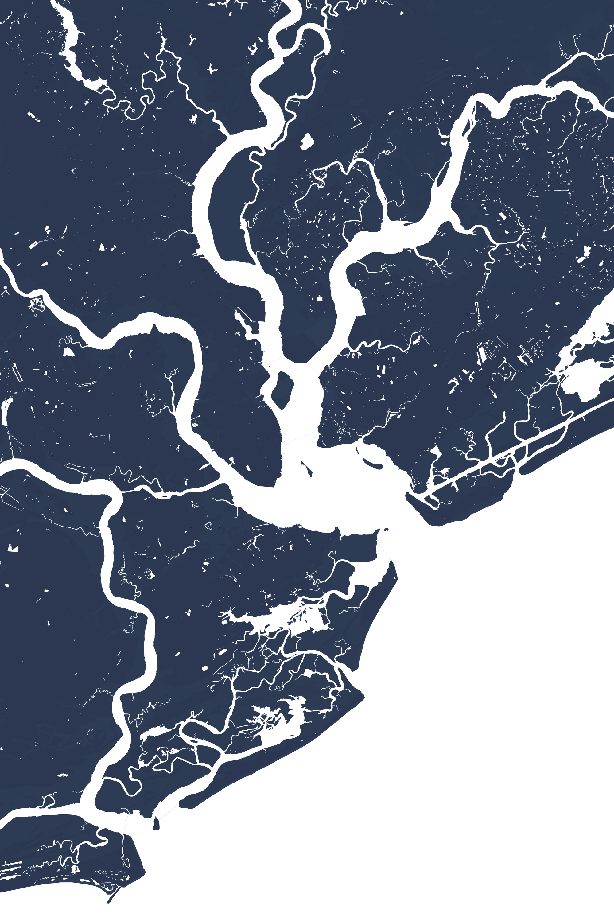 Charleston Coastal Map — Fine Art Print Vertical, navy, No Frame, 8x10